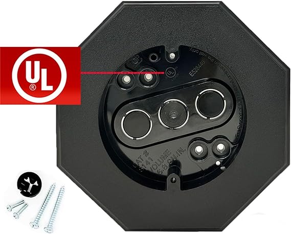 IMBAPrice Outdoor Siding Mounting Kit - Black Octagon Electrical Box For Flat Surfaces