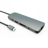 USB 3.1 Type-C to USB3.0x3+Micro SD+SD/MMC+HDMI+Gigabit+Type-C Charging