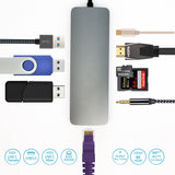 USB 3.1 Type-C to USB3.0x3+Micro SD+SD/MMC+HDMI+Gigabit+Type-C Charging