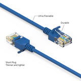 2Ft Cat6A UTP Slim Ethernet Network Booted Cable 28AWG Blue