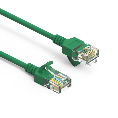 50Ft Cat6A UTP Slim Ethernet Network Booted Cable 28AWG Green