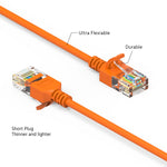 50Ft Cat6A UTP Slim Ethernet Network Booted Cable 28AWG Orange