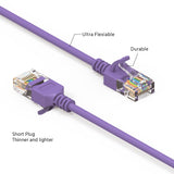 2Ft Cat6A UTP Slim Ethernet Network Booted Cable 28AWG Purple