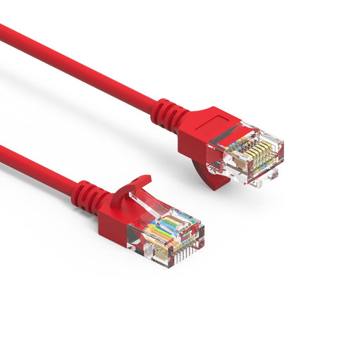 1.5Ft Cat6A UTP Slim Ethernet Network Booted Cable 28AWG Red