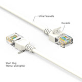 7Ft Cat6A UTP Slim Ethernet Network Booted Cable 28AWG White