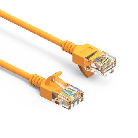 7Ft Cat6A UTP Slim Ethernet Network Booted Cable 28AWG Yellow