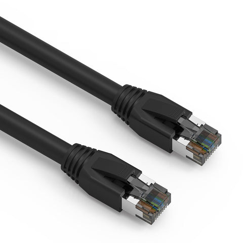 2Ft Cat.8 S/FTP Ethernet Network Cable 2GHz 40G Black 24AWG