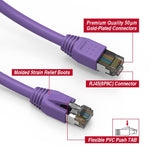 0.5Ft Cat.8 S/FTP Ethernet Network Cable 2GHz 40G Purple 24AWG