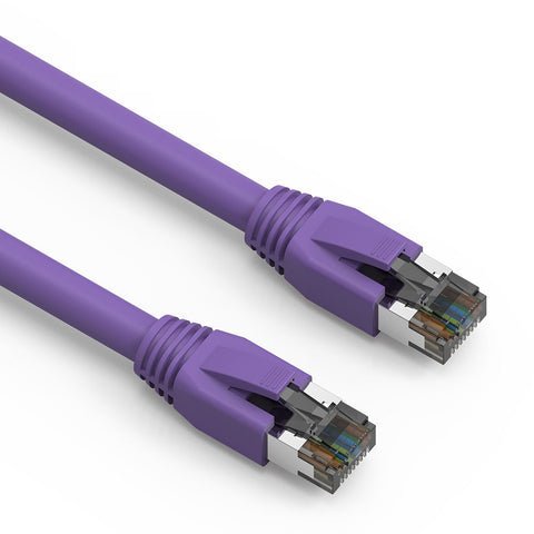 7Ft Cat.8 S/FTP Ethernet Network Cable 2GHz 40G Purple 24AWG