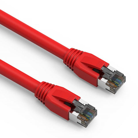10Ft Cat.8 S/FTP Ethernet Network Cable 2GHz 40G Red 24AWG