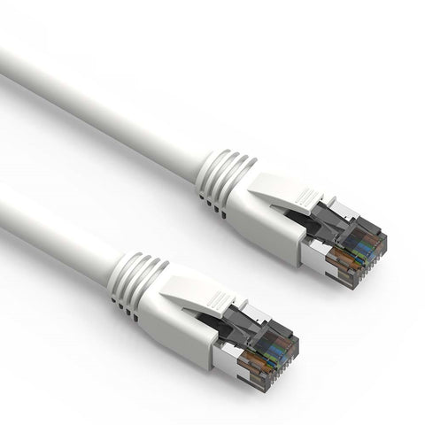 0.5Ft Cat.8 S/FTP Ethernet Network Cable 2GHz 40G White 24AWG