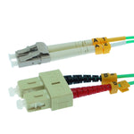 1m LC-SC 10Gb 50/125 OM3 M/M Duplex Fiber Cable Aqua Jacket