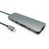 USB 3.1 Type-C to USB3.0x3+Micro SD+SD/MMC+HDMI+Gigabit+Type-C Charging