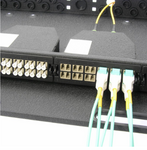 19” 1U Fiber Optic Patch Panel with Two 24Port (12-Duplex) LC to MPO Cassettes