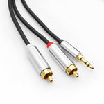 1Ft 3.5mm Stereo Plug to 2xRCA Male Premium Audio Cable