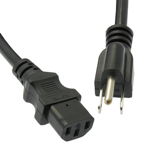 15Ft Computer Power Cord 5-15P to C-13 Black / SJT 16/3