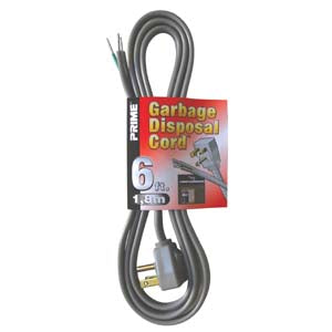 6Ft 16/3 Garbage Disposal Power Cord, Right Angle Plug