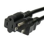 10Ft Power Cord 5-15P to 5-15R Black / SJT 16/3