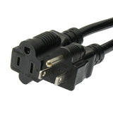 25Ft Power Cord 5-15P to 5-15R Black / SJT 16/3