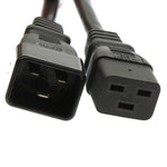1Ft Power Cord C19 to C20 Black/ SJT 14/3