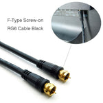 3Ft F-Type Screw-on RG6 Cable Black Gold Plated