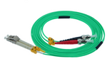 1m LC-ST 10Gb 50/125 OM3 M/M Duplex Fiber Cable Aqua Jacket