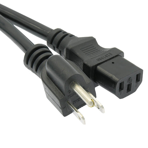 1Ft Computer Power Cord 5-15P to C-13 Black / SJT 14/3
