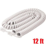 iMBAPrice® White Telephone headset cable - (3 to 12 Feet) Heavy Duty Coiled Telephone Handset Cord