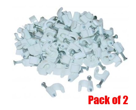 Amamax™ Cable-Clip White RG6 Pack of 2 , 2 Bags (100 pieces per bag) Cable Management