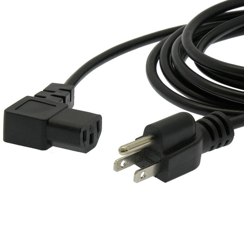 3Ft Computer Power Cord 5-15P to C-13 Right Angle Black / SVT 18/3