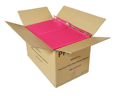 iMBA-PB-#4 100- Pack  ( 9 1/2 x 14 1/2")  Pink Color Self Seal Poly Bubble Mailers Padded Shipping Envelopes (Total 100 Bags)