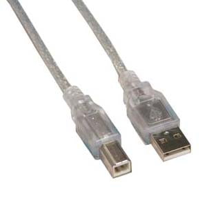 6Ft A-Male to B-Male USB2.0 Cable Clear