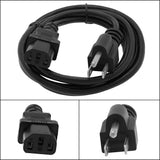 10Ft Computer Power Cord 5-15P to C13 Black SJT 18/3