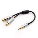 6 Inch 3.5mm Stereo Plug to 2xRCA Female Premium Audio Cable