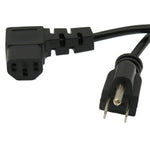 3Ft Computer Power Cord 5-15P to C-13 Right Angle Black / SVT 18/3
