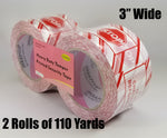 iMBAPrice 2 Rolls of 110 Yard(2 x 330 Feet Long) 3-Inches Wide Printed White Carton Sealing Tape with Red Lettering -IF Seal is Broken - 3" Stop Sign Security Shipping Tape