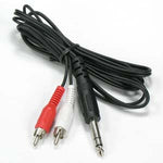 10Ft 1/4" Stereo Plug to 2 x RCA Plug
