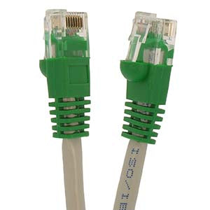 10Ft Cat.5E Shielded Crossover Cable Gray Wire/Green Boot