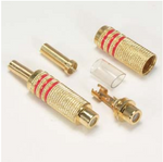 RCA Jack Metal Gold Plated Red Stripe w/Spring