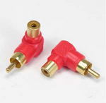RCA Male/Female Right Angle Adapter, Red