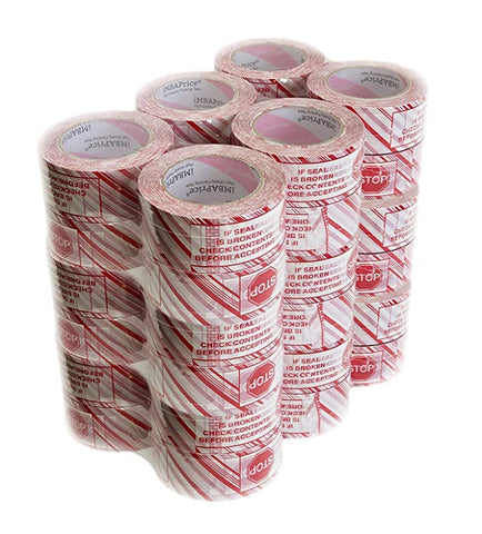 iMBAPrice Stop Sign Sealing Tape - Printed Message"IF Seal is Broken Check Contents Before Accepting" 6 Rolls of 110 Yards Wide Security Shipping Packing Tape, 2" x 330', 2" x 34'